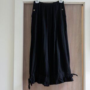 Wide-Leg Japanese Style Crinkle Cotton Crepe Pajama Pants w Ankle Ties